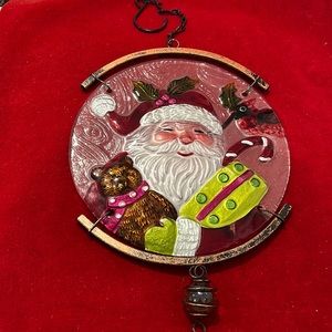 Santa painted glass Christmas hanging decor